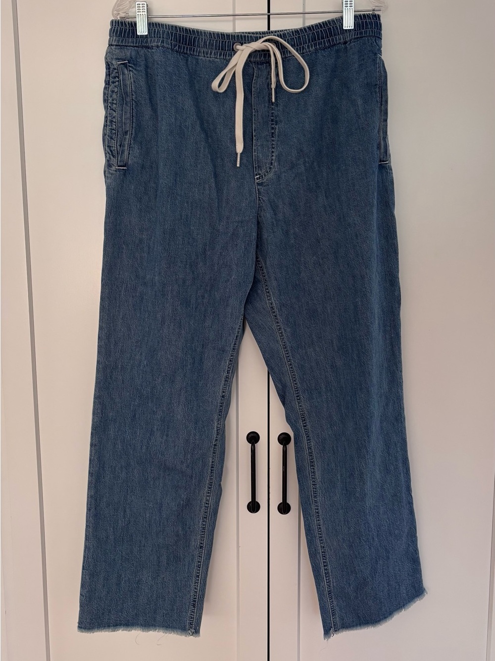rag & bone Straight-Leg Drawstring Jeans in Faded Blue